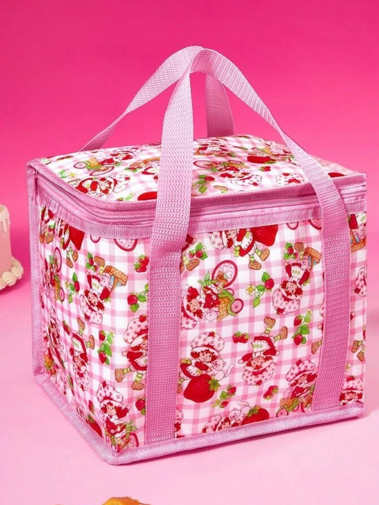 Strawberry Shortcake Handbags - Strawberry Shortcake Retro Pink Gingham Insulated Lunch Bag NEW 🏷️